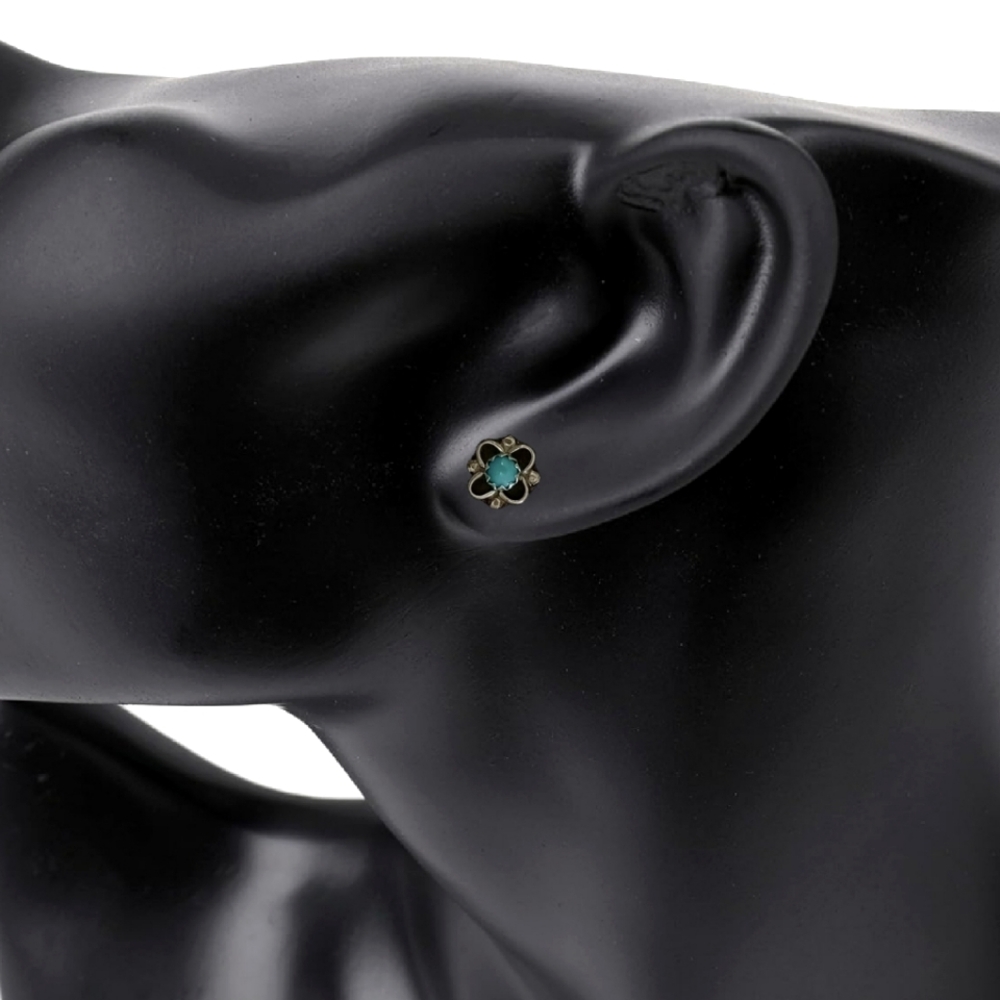 Sterling Silver and Turquoise Floral Single Stud Earring